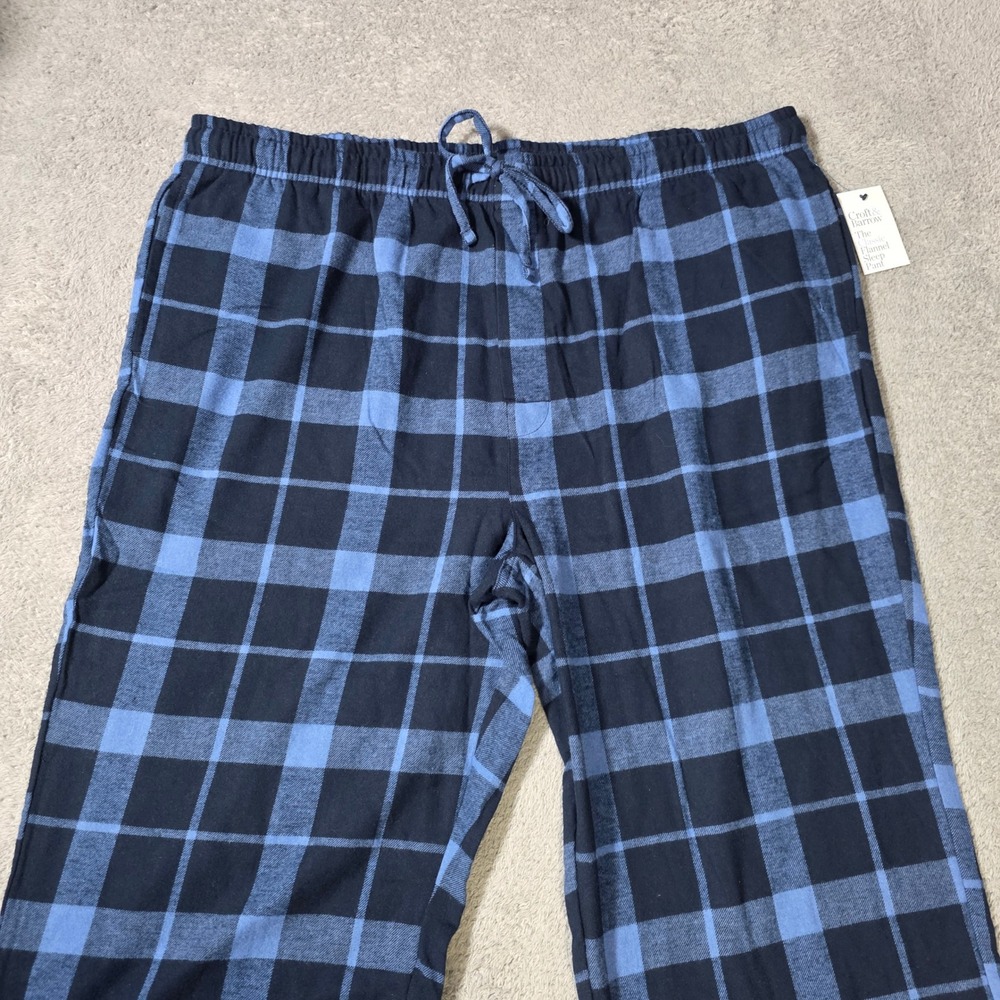 Croft & Barrow Mens XXL Pajama Pants Blue Plaid Classic Flannel Sleep Bottoms
